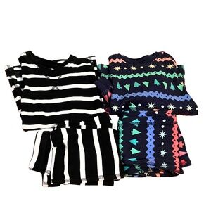 2 Pack Primary Organic Cotton Pajama Sets Stripe and Holiday Fair Isle Print 6-7